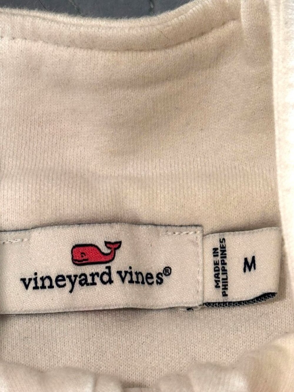 Vineyard Vines Womens M White 1/4 Zip Pullover With Floral Yoke Design 100% Cott - Picture 2 of 7